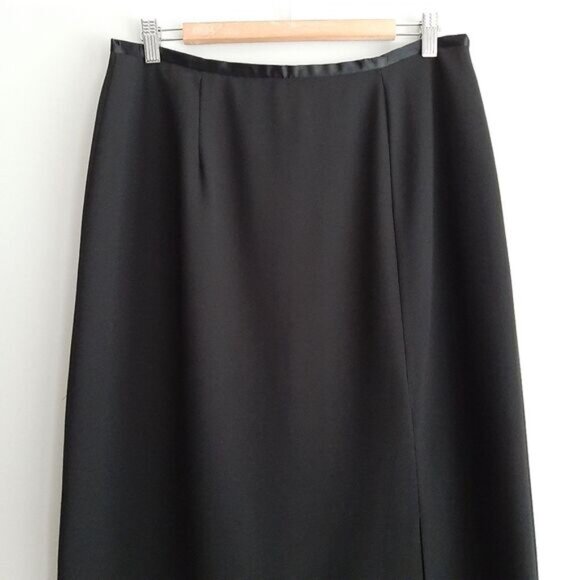 FRICTION | Minimalist Classic Long Maxi Skirt Dressy Front Slit Black Sz 16 - Picture 2 of 10